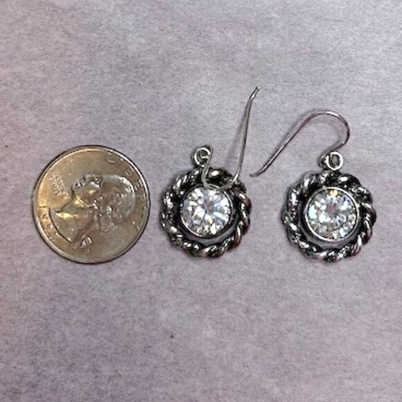 Shablool sterling silver and CZ round drop earrings - Picture 10 of 13